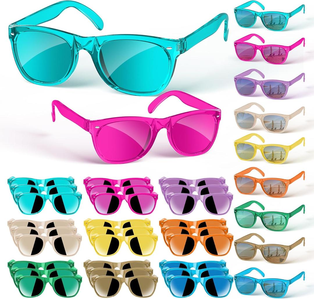 27 PACK Kids Sunglasses Bulk Party Favors,Neon Sunglasses with UV400 Protection,80s Retro for Boys Girls Age 3-8, Beach Pool Birthday Party Supplies, End of Year Student Gifts Goody Bag