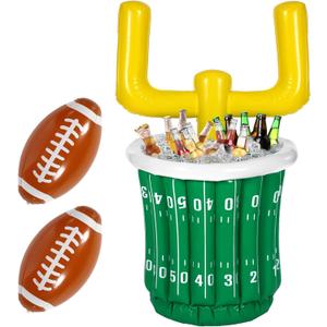 Zhanmai 3 Pcs Large Football Inflatable Cooler Football Drink Cooler Inflatable Serving Bar Food Container Inflatable Drink Holder Pool for Party Supplies Decorations (Vivid Football)