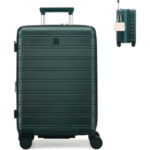 MILADA 24 Inch Expandable Hardside Checked Luggage with Dual 360 Spinner Wheels, Medium Travel Suitcase with TSA Lock, Airline-Approved, Lightweight Durable PC Shell for Travel, Blackish Green