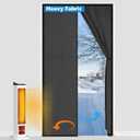 Magnetic Thermal Insulated Door Curtain Fits Door Size 38" x 83", Curtain Size 40" x 84", Thicker Layered Fabric Insulated Door Cover, Keep Warm Winter & Cool Summer, Dark Grey Fabric