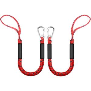 Bungee Dock Lines for Boats, 2 Feet, Pack of 2 (red&Black)