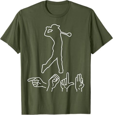 Golf ASL Golfer American Sign Language Golfing T-Shirt, Size M