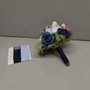 Ling's moment Dusty Rose & Blue Artificial Wedding Flower Bouquets for Bridesmaids Navy Blue Floral Bouquet Blue Bridesmaid Bouquets with Ribbon Ceremony Anniversary,7-inch Diameter