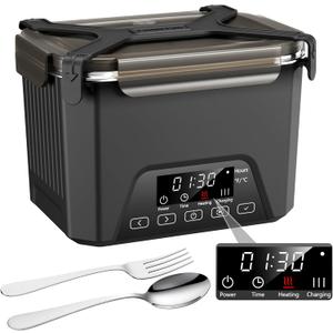 2026 Upgraded Cordless Electric Lunch Box, Heated Lunch Box for Adult, 1.2L Self Heating Lunch Box with Automatic Heating for Office, Construction, Truck and Travel (Black)