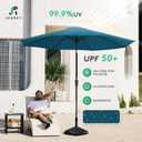 JEAREY 9FT Outdoor Patio Umbrella Outdoor Table Umbrella with Push Button Tilt and Crank, Market Umbrella 8 Sturdy Ribs UV Protection Waterproof for Garden, Deck, Backyard, Pool (Lake Blue)