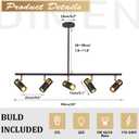 5 Light Modern Track Light Chandelier Industrial LED Hanging Track Lighting Kit Farmhouse Black and Gold Kitchen Track Lighting Fixtures Adjustable Ceiling Mount Linear Spotlights MCL05-5P BK