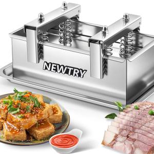 NEWTRY Tofu Press 6.6LB Capacity Deli Meat Press Tool 304 Stainless Steel for Tofu Pork Beef Bacon Homemade Deli Meat with Press Handle