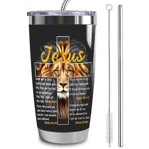 Christians Gifts Tumbler for Women Men,20 oz Stainless Steel Insulated Tumblers with Lid,Christmas, Mothers Day, Birthday Day Gifts For Friends Family (jesus lion)