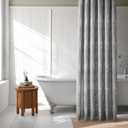 2 x HPD Half Price Drapes Blossom Printed Shower Curtain 71 Inches Long with 12 Hooks (1 Panel), Machine Washable Shower Curtains for Bathroom, 70W x 71L, Drizzle Grey