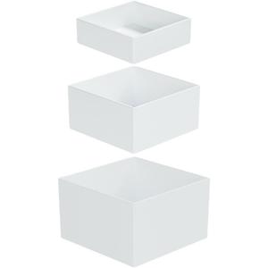 Qianly 3X Acrylic Boxes for Display Containers White with Hollow Bottom Cube Risers Storage Boxes for Cake Collection Action Figures , 3 4 5 inches