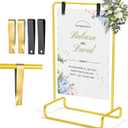 Wedding Welcome Sign Holder, 68"x32"x16.5" Welcome to Our Wedding Sign Adjustable Gold Display Stand with Leather Sign Hanging Straps, Easel Stand Personalized for Baby Shower Bridal Shower Sign