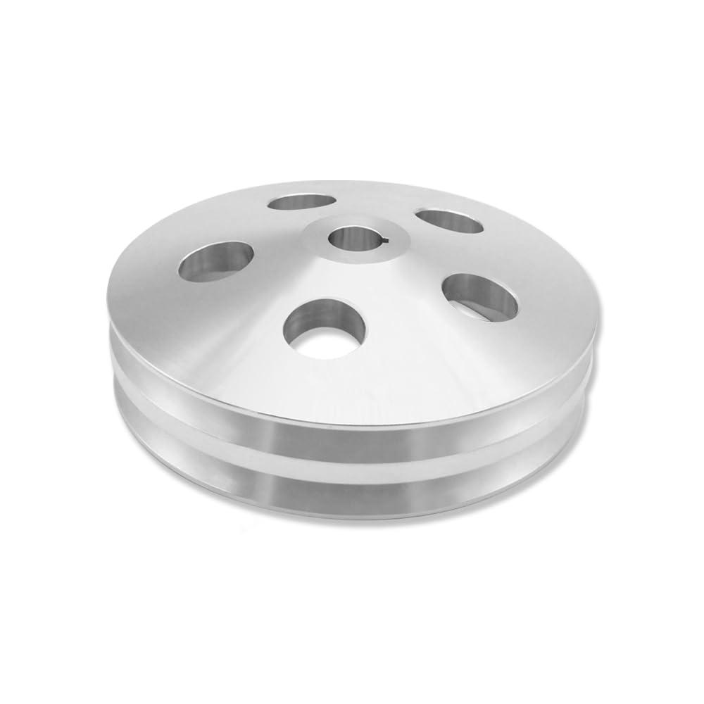 GM Power Steering Pump Pulley Keyway Double Groove for Chevy Oldsmobile Pontiac Cadillac 350 454 Polished Aluminum