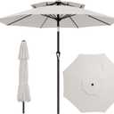 AreShark 10ft 2 Tiers Patio Umbrella - Outdoor Umbrella Waterproof UV Protection, Market Table Umbrella w/Push Button Tilt&Crank for Pool, Porch, Garden(Ivory)