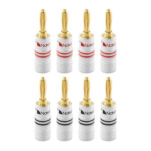 Nakamichi Excel Series 24k Gold Plated Banana Plug 12 AWG - 18 AWG Gauge Size 4mm for Speakers Amplifier Hi-Fi AV Receiver Stereo Home Theatre Radio Audio Wire Cable Screw Connector 8 Pcs (4-Pairs)