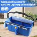 Window Cleaning Kit with Bucket 3 Gallon, 14" Window Squeegee and 15" Scrubber with 61" Long Handle, Professional Window Washing Equipment Cleaner Tool for Home Outdoor Commercial Use