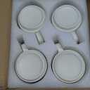 Stackable Coffee Mugs Set of 4, 7 OZ Espresso Ceramics Cups for Latte Cappuccino Cocoa with Handle, Beige