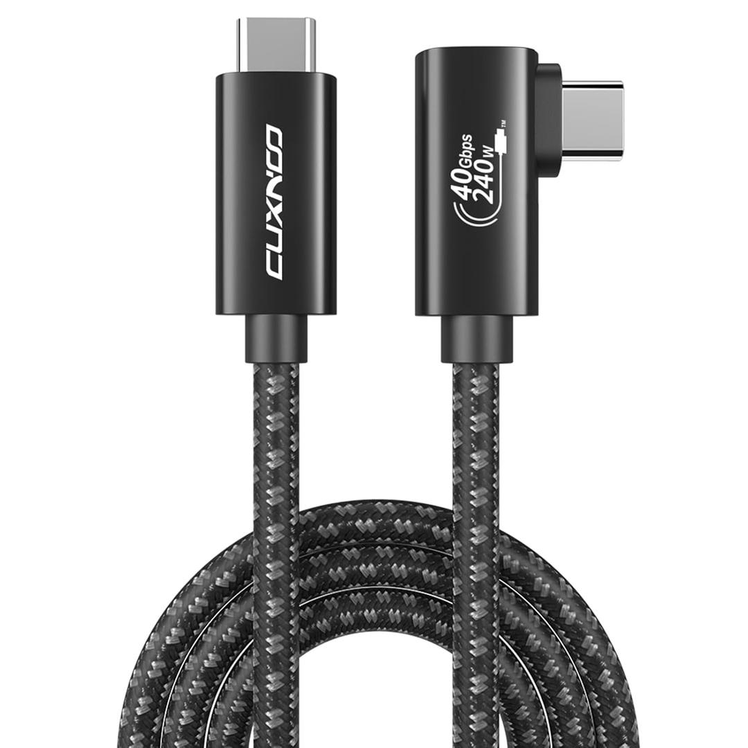 8K USB 4 Cable 40Gbps 240W Fast Charge C-C Cable for Laptop/Monitor/Portable Hard Drive/Docking Station, 2m (6.6ft), Angle