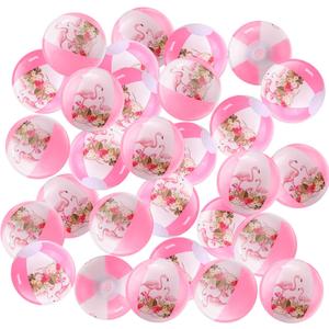 24 Pcs Pink Flamingo Mini Inflatable Beach Balls Bulk 5 Inch Beach Ball Flamingo Themed Party Toys Flamingo Decor for Summer Beach Pool Hawaiian Birthday Party Decorations Water Game Favors