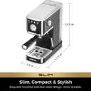 CHULUX Slim Espresso Machine with Milk Frother, 20 Bar Professional Italian Pump Espresso Coffee Machine for Home Cappuccino & Latte Maker, Stainless Steel, Black