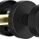 Matte Black Door Knob Passage Door Knob Interior for Closet and Hallway, Heavy Duty Round Vintage Door Handle 3-1/2" x 3.5 inch, 5/8 Radius Matte Black 3 ½ Inch 6 Pack
