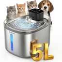 Water Fountain for Cats & Dogs 5L/169fl.oz Stainless Steel Wireless Cordless Pet Drinking Water Dispenser Cat Fountain for Indoor Outdoor &1Filter