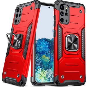 Anqrp Galaxy S21 Plus Case, Military Grade Protective Phone Case Cover with Enhanced Metal Ring Kickstand [Support Magnet Mount] Compatible with Samsung Galaxy S21 Plus Ultra,Red