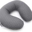 Buckwheat U-Shaped Neck Pillow Adjustable Buckwheat Hull Pillow with Pillowcase, Neck Support and Shoulder Relax Cervical Pillow (12x12 inch, Grey)