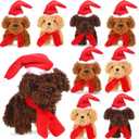 Aoriher 8 Pcs Christmas Stuffed Dog 5.5 Inch Christmas Puppy Mini Stuffed Puppy with Santa Hat Small Dog with Red Scarf Xmas Animal for Party Favor Gift