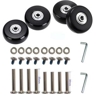 50 x 18mm Set of 4 Luggage Suitcase Replacement Wheels, Rubber Swivel Caster Wheels Bearings Repair Kits