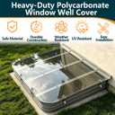 Clear Polycarbonate Basement Window Well Cover, Large Egress Window Well Cove, Heavy Duty UV Resistant Waterproof Window Guard, Debris Protection, 59" W x 38" L