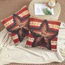 American Flag with Red Throw Pillow Covers 18 X 18 Inch Set of 2 Pillow Cases Decoration Cushion Cover for Sofa Bedroom Living Room Outdoor