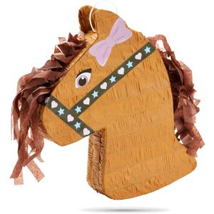BLUE PANDA Pony Design Pinata for Horse Themed Cowgirl Birthday Party Supplies, Small (12x16x3 in) - Horse Birthday Decorations - Cowgirl Themed Party Decorations