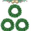 Artificial Christmas Wreath, Green Christmas Wreath16 Inch Canadian Pine Artificial Christmas Wreath Gifts for Christmas Party Decor, Front Door Wreath, Unlit, Pack of 4 (3, Green 16inch)