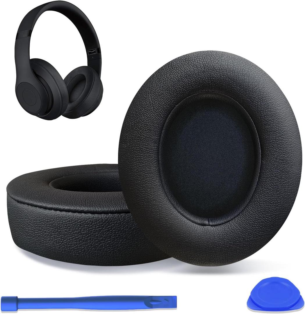 Replacement Ear Pads for Beats Studio 2 & Studio 3 Wired & Wireless Headphones, Ear Cushions, Ear Cups Cover Repair Parts (Black)