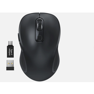 WisFox 2.4G Wireless Mouse for Laptop, Ergonomic Computer Mouse with USB Receiver and TypeC Adapter, 3 Adjustable Levels, 6 Button Cordless Wireless Mice for Windows Mac PC Notebook (Black)