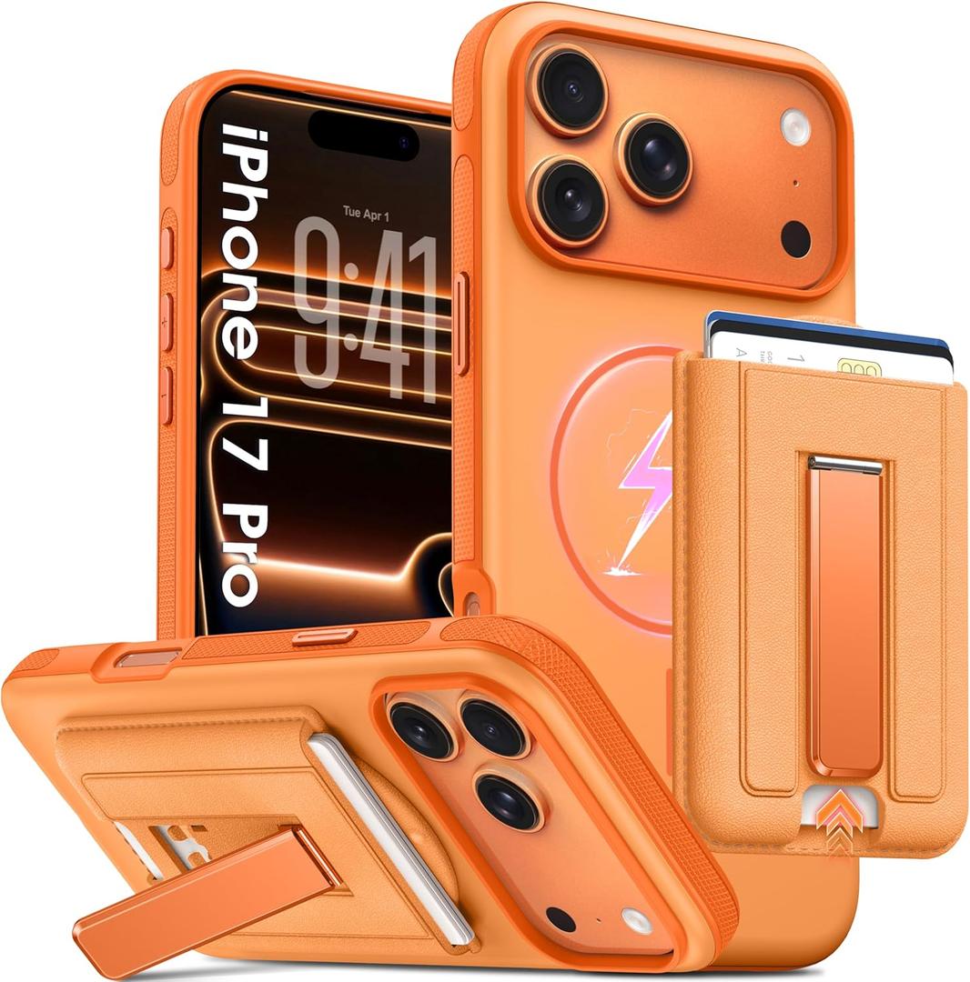 Oneagle Magnetic & Detachable Wallet for iPhone 17 Pro Case with Card Holder [Fit for MagSafe], [RFID Blocking], with Metal Kickstand 15FT MIL-Grade Shockproof Heavy Duty Phone Case for iPhone 17 Pro