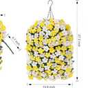 HyeFlora Artificial Flowers with Basket for Outdoors, 3pcs Faux Hanging Morning Glory Silk Fake Flowers Lifelike Plants UV Resistant Flowers for Outside Planter Patio Garden Porch Decor (Yellow)