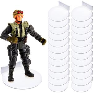 Juexica 24 Pcs White Acrylic Floating Action Figure Wall Shelves 3 Inch Wall Display Shelf for Collectibles Display Ledges Stand Holder Tiny Mount Storage Organizer for Toys Action Figure Case