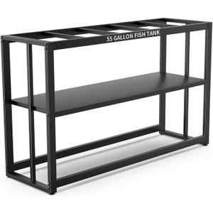 Akenow 55-75 Gallon Fish Tank Stand with Storage Shelf, 48.5 x14.9 x 29.2 Inch Aquarium Stand, Turtle Tank, Reptile Terrariums and Breeder Tank Stand,980LBS Capacity, Black