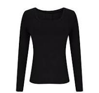 Womens Long Sleeve Shirts Crop Tops Fall Fashion Solid Square Neck, Black, Size L