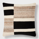 24x24 Pillow Covers Set of 2 -Oversized Blocked Woven Square Throw Pillow, Black/Beige