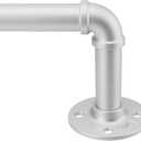 Zeerobee Curtain Rods for Windows 48 to 84, 1 Inch Industrial Wrap Around Curtain Rod, Indoor/Outdoor Room Divider Adjustable Drapery Pole, 48"-86", Silver (48" to 86")