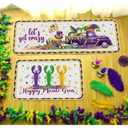 Suttmin 2 Pieces Mardi Gras Kitchen Rugs Happy Mardi Gras Mats Lobster Truck Purple Green Gold Mat Floor Rug for Home Holiday Decor, 17 x 29 Inches, 17 x 47 Inches