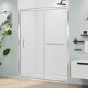 MORDEER 60" W x 72" H Sliding Glass Shower Door with 1/4" SGCC Tempered Glass, Aluminum SemiFrameless Sliding Shower Door with Handle and Towel Bar, Silver, Reversible Installation