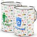 2 Pcs 30 Gallon Collapsible Pop up Trash Can Portable Camping Garbage Can with Zippered Lid Rv Reusable Camping Trash Bag Laundry Hamper for Camping Yard Waste Bag Leaf Bag Toy Bin