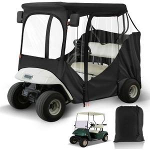 CartClan EZGO Driving Enclosure, Golf Cart Enclosure Suitable for 2 Passenger EZGO RXV & TXT Golf Cart, 600D Windproof Golf Cart Rain Cover with Double Zippers, Reserved Side View Mirror Hole