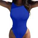 LCNBA Women's Sexy High Neck Sleeveless Bodysuit Basic Top Bodysuit Jumpsuit (Medium, Royalblue)