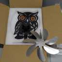 7 Blade Fireplace Fan with Owl Design Heat Powered Stove Fan for Wood Burning Fireplace Silent Operation Eco-Friendly Heat Distribution (SlIVER)