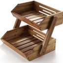 Fruit Basket, Fruit Bowl, 2 Tier Fruit Basket for Kitchen Counter, Produce Stand Storage Holder, Heavy Duty/Multipurpose/Large Capacity for Onion Potato, Vegetables, Spice Jars, Bread Storage (Natural)