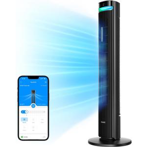 GoveeLife 42'' Tower Fan for Bedroom, Smart Floor Fans with 150 Adjustable Oscillating, APP & Voice Control, 5 Modes 12 Speeds up to 26ft/s, 24H Timer, 27dB Quiet Fan for Cooling Home Office Black